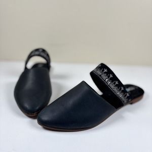 Elegant Black Embroidered Women's Mules